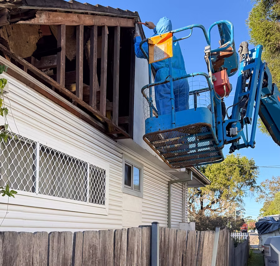 AJ crew removing asbestos from a Blacktown gable